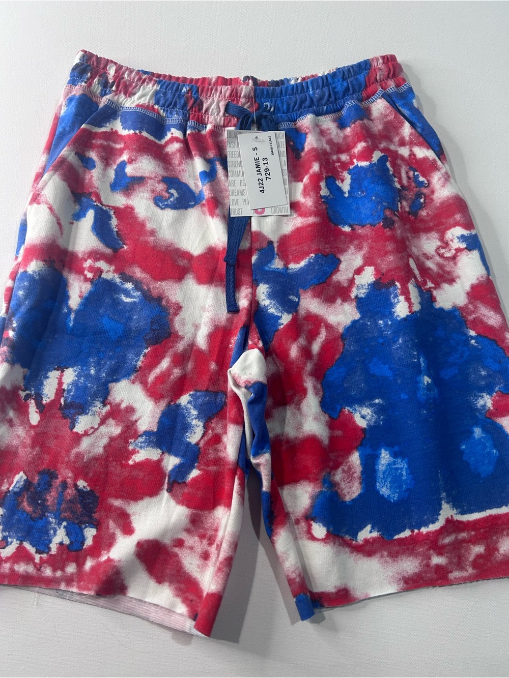 LuLaRoe Small Jamie Red White Blue Tie-Dye Sweat Shorts